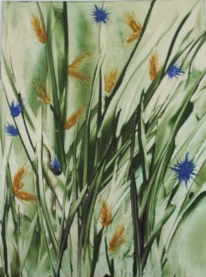 Aehren mit Kornblumen